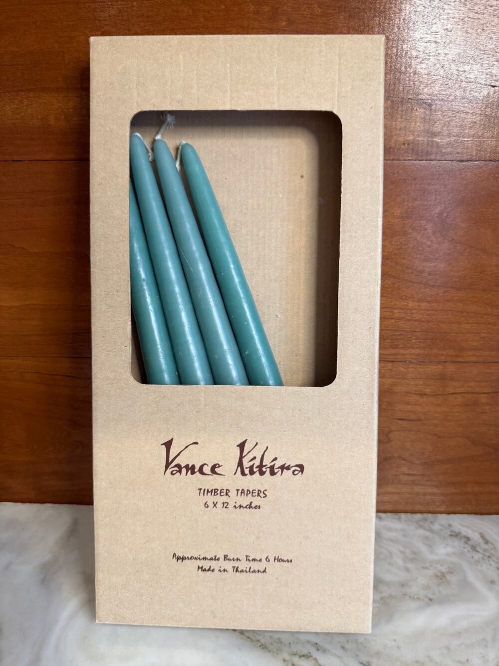 Vance Kittera Timber Tapers Candles 12" Sage Green